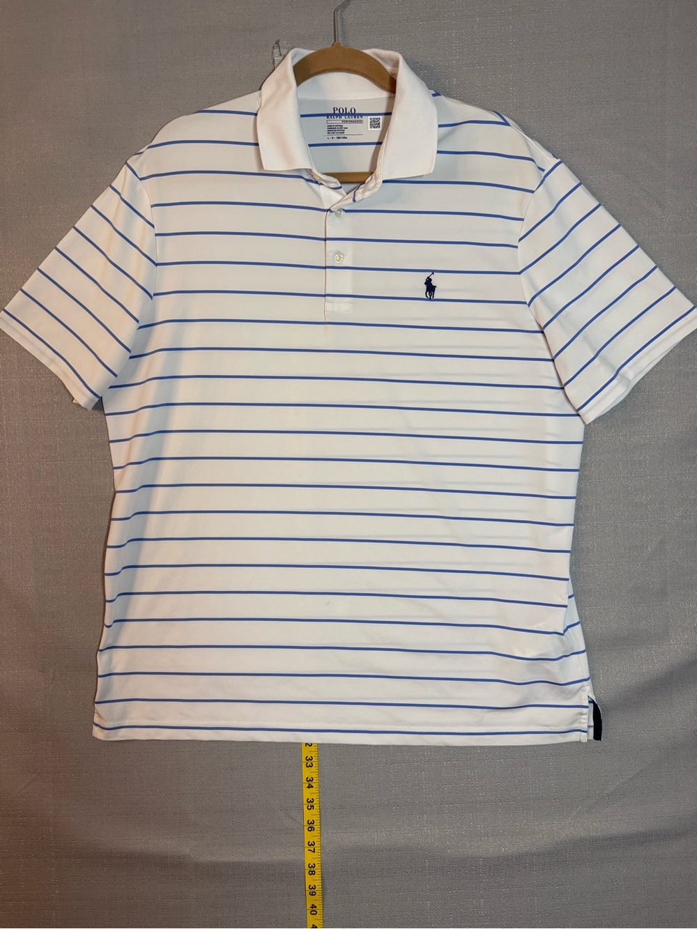Polo by Ralph Lauren White Polo with Light Blue Stripes Performance